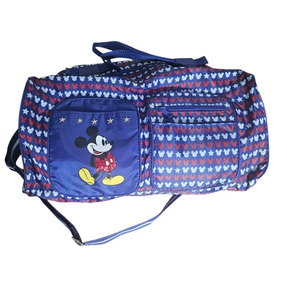 Disney Mickey Mouse duffle bag red white and blue. Travel sports parks vacation